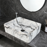 Malvizza keramische waskom in marmerlook – rechthoekig