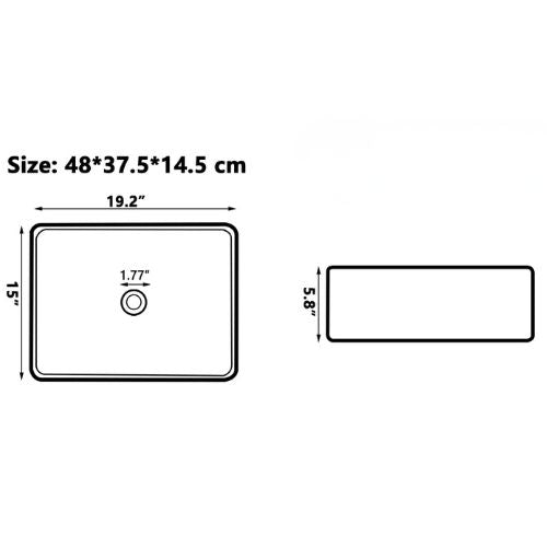 Malvizza keramische waskom in marmerlook – rechthoekig