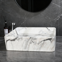 Malvizza keramische waskom in marmerlook – rechthoekig