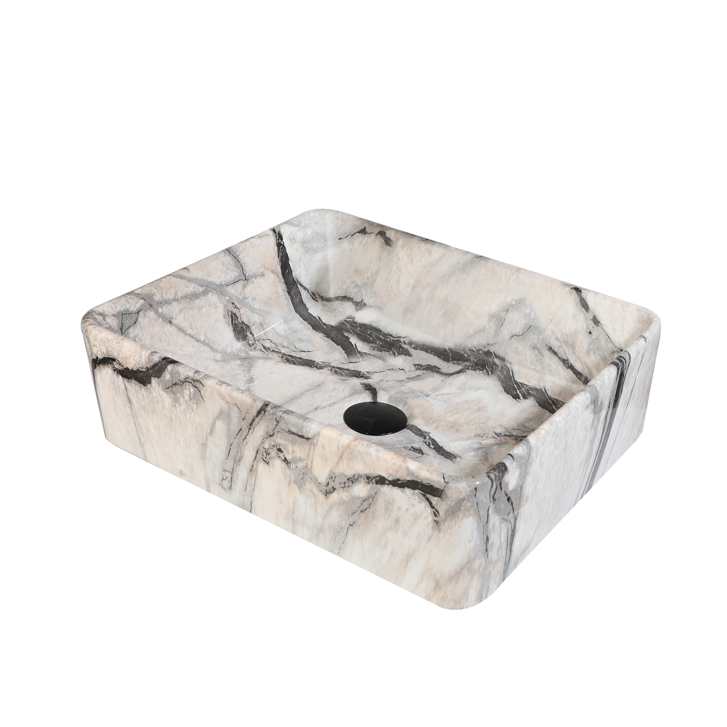 Malvizza keramische waskom in marmerlook – rechthoekig