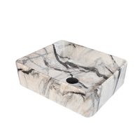 Malvizza keramische waskom in marmerlook – rechthoekig