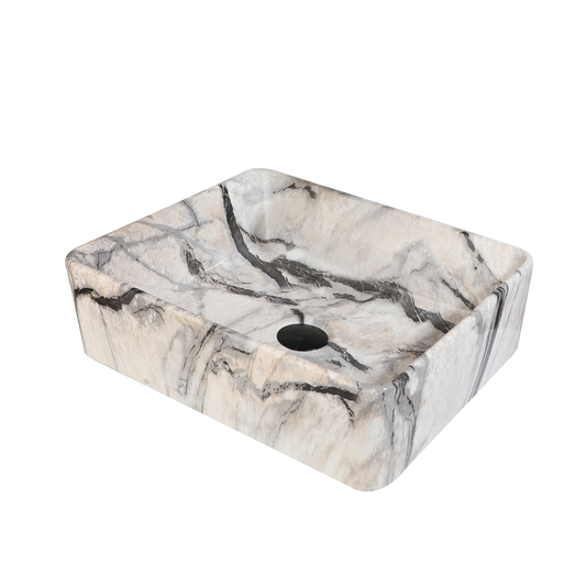 Malvizza keramische waskom in marmerlook – rechthoekig