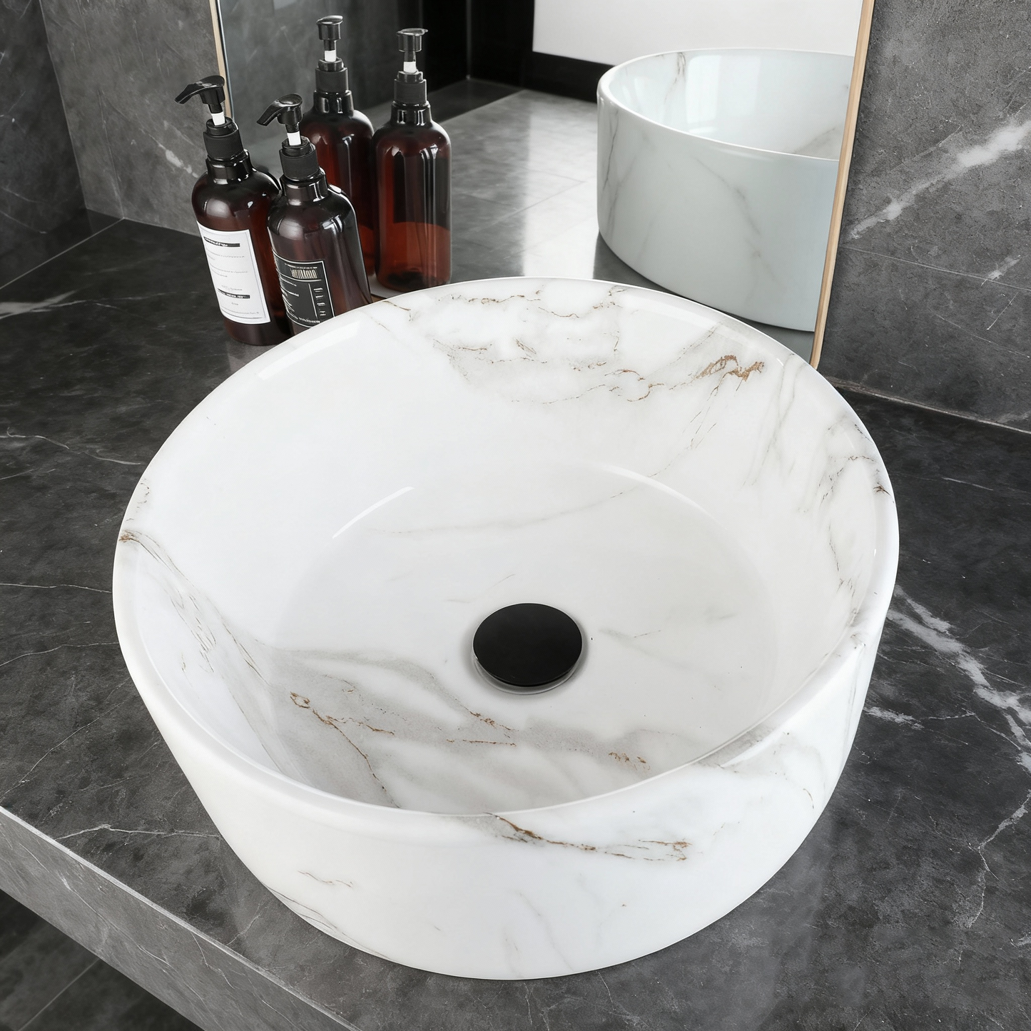 Malvizza Luxe Keramische Waskom – Marmerlook Wit