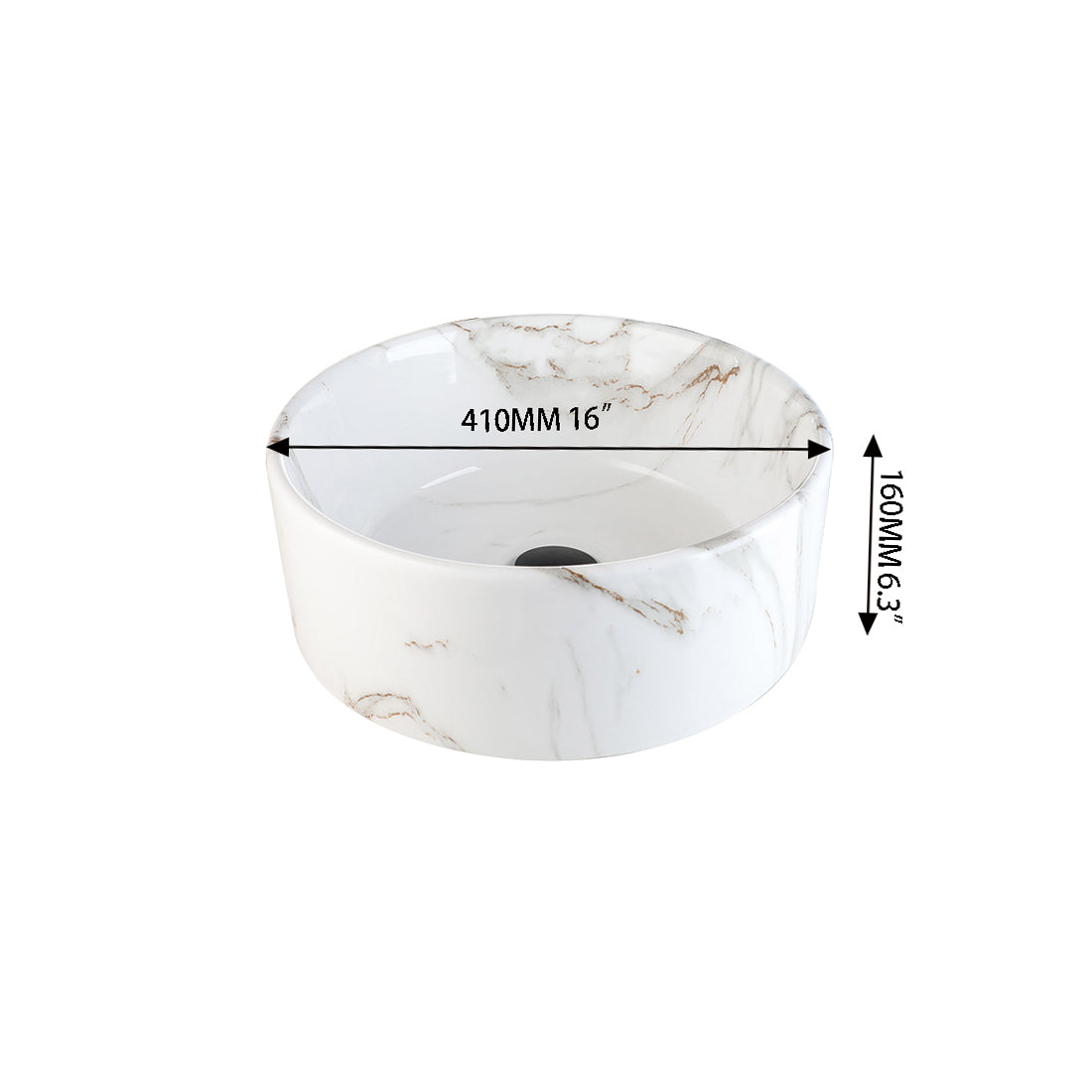 Malvizza Luxe Keramische Waskom – Marmerlook Wit