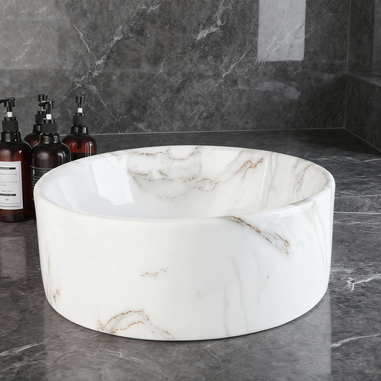Malvizza Luxe Keramische Waskom – Marmerlook Wit