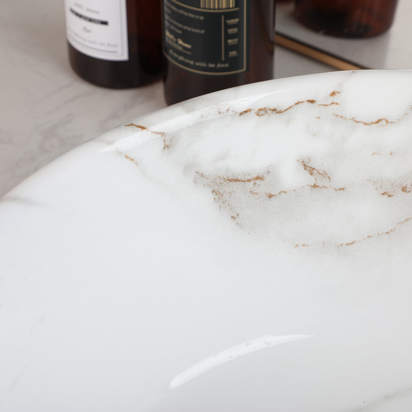 Malvizza Luxe Keramische Waskom – Marmerlook Wit