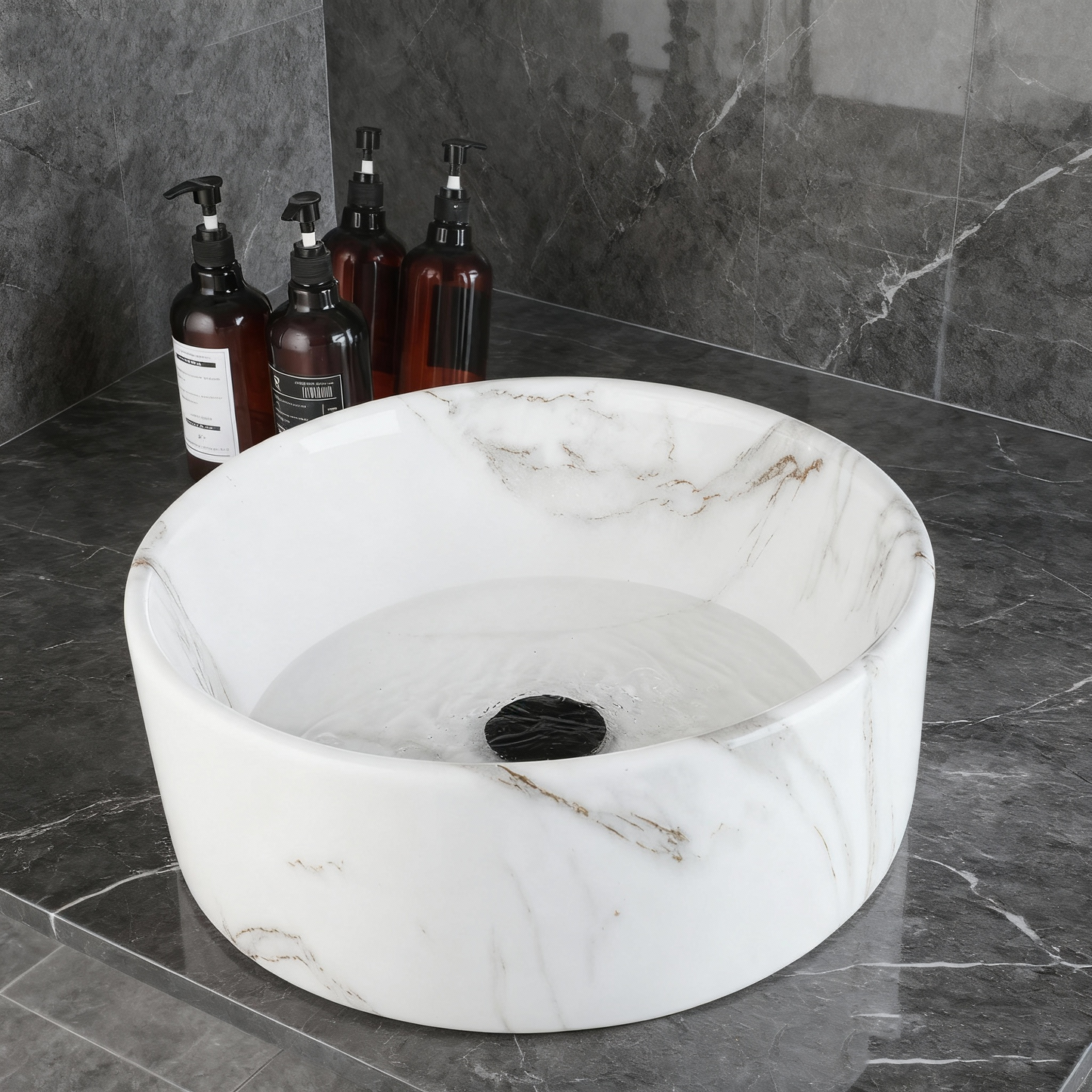 Malvizza Luxe Keramische Waskom – Marmerlook Wit
