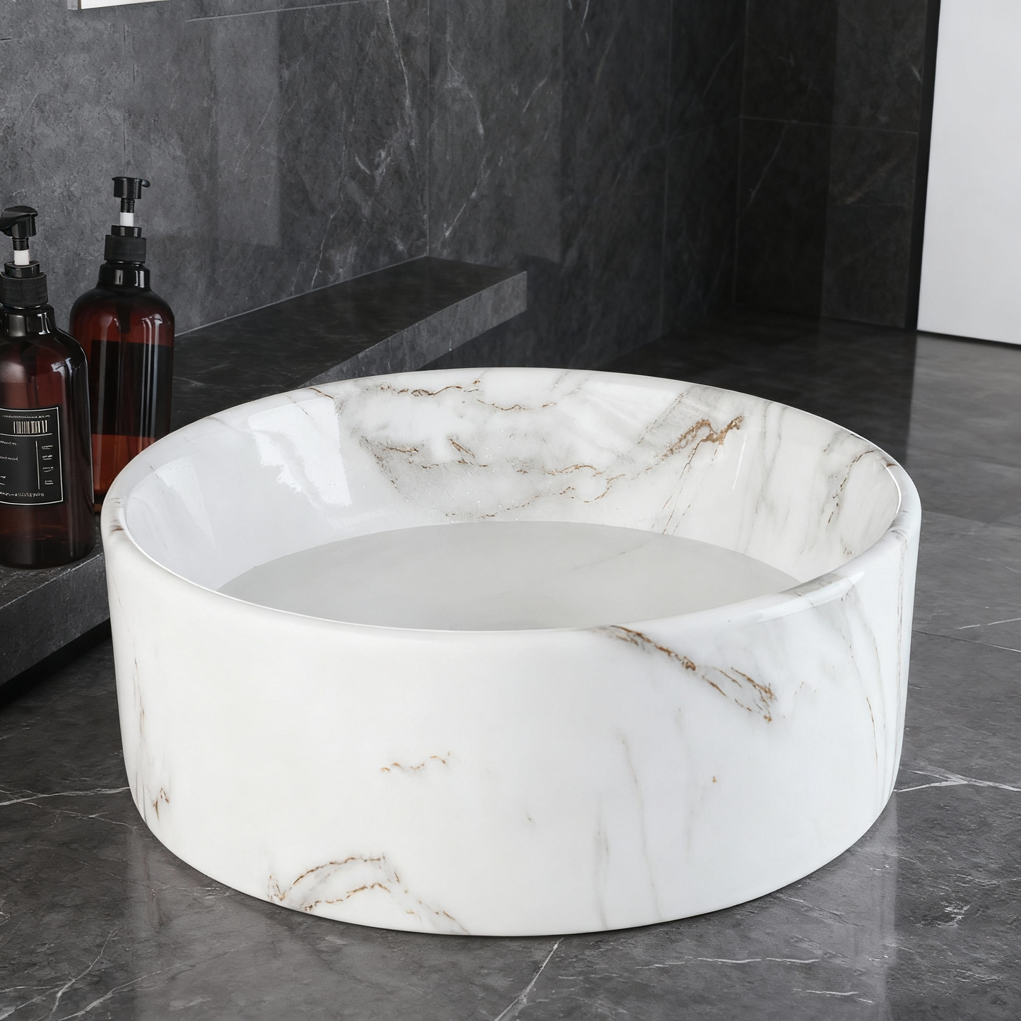 Malvizza Luxe Keramische Waskom – Marmerlook Wit