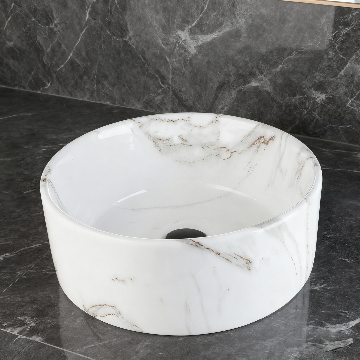 Malvizza Luxe Keramische Waskom – Marmerlook Wit