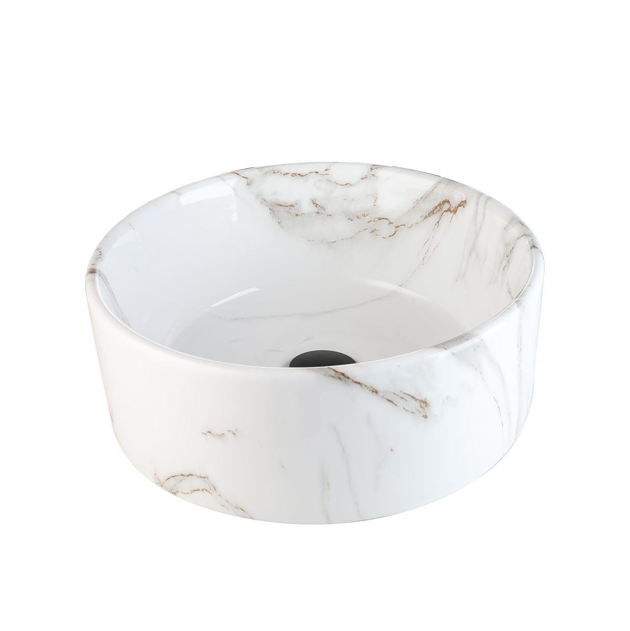 Malvizza Luxe Keramische Waskom – Marmerlook Wit