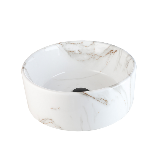 Malvizza Luxe Keramische Waskom – Marmerlook Wit