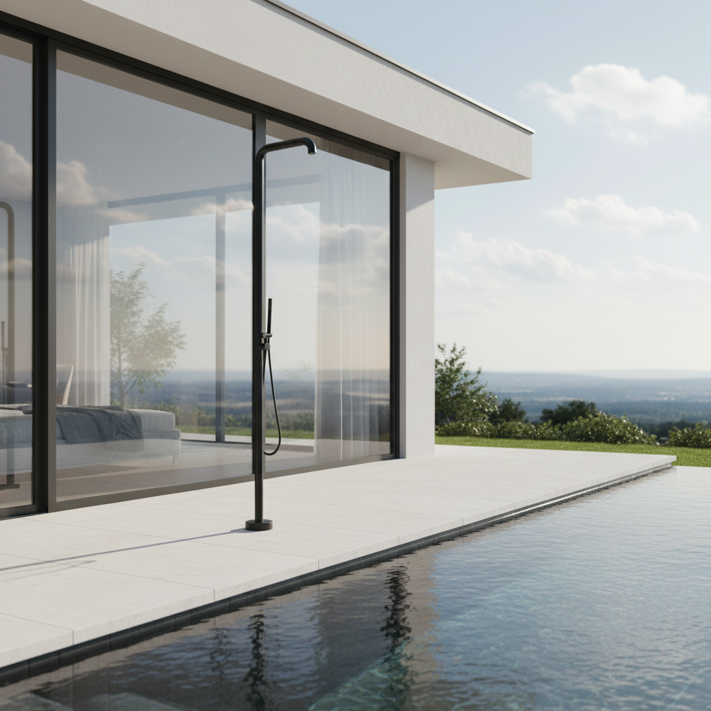 Malvizza luxe vrijstaande buitendouche RVS – mat zwart