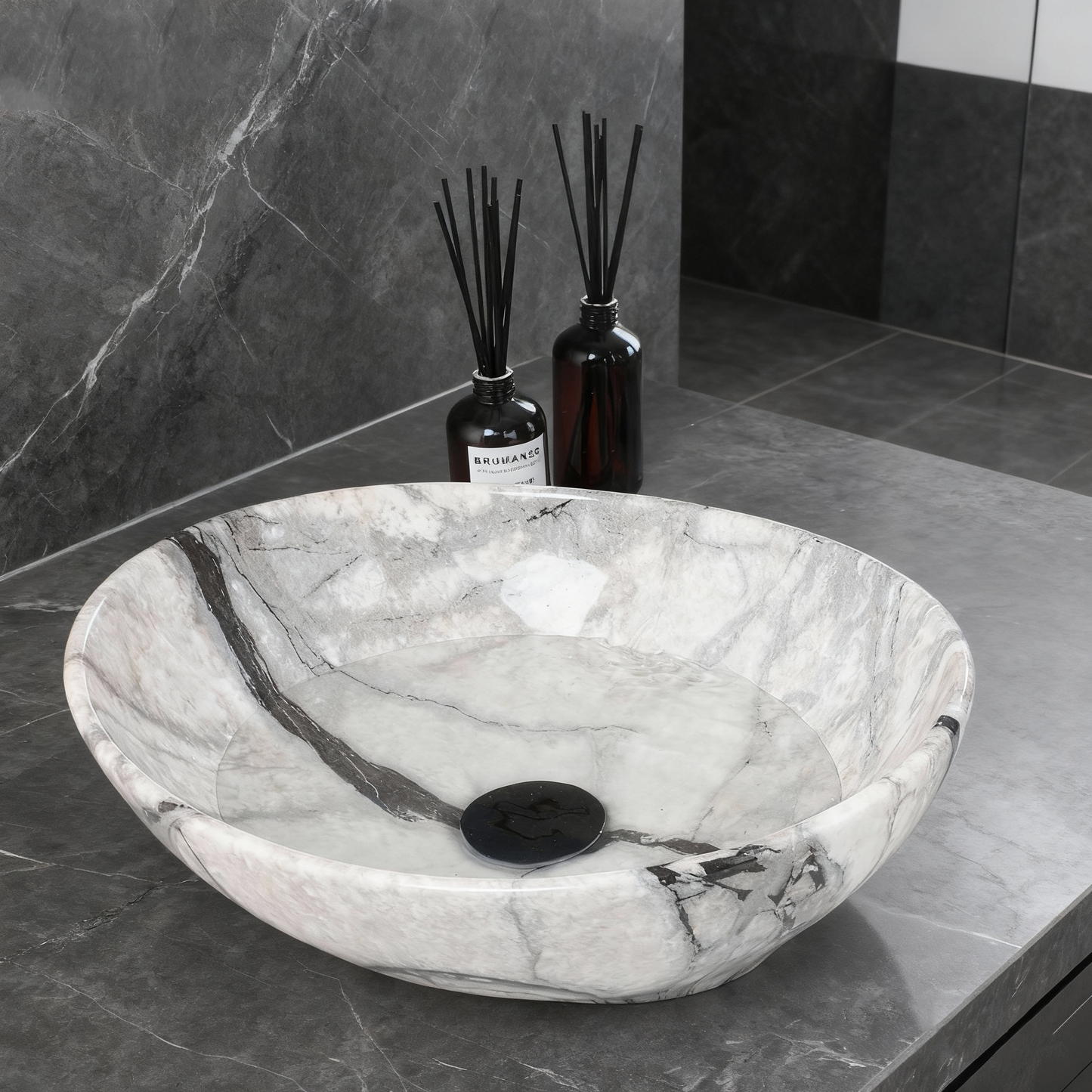 Malvizza keramische waskom in marmerlook