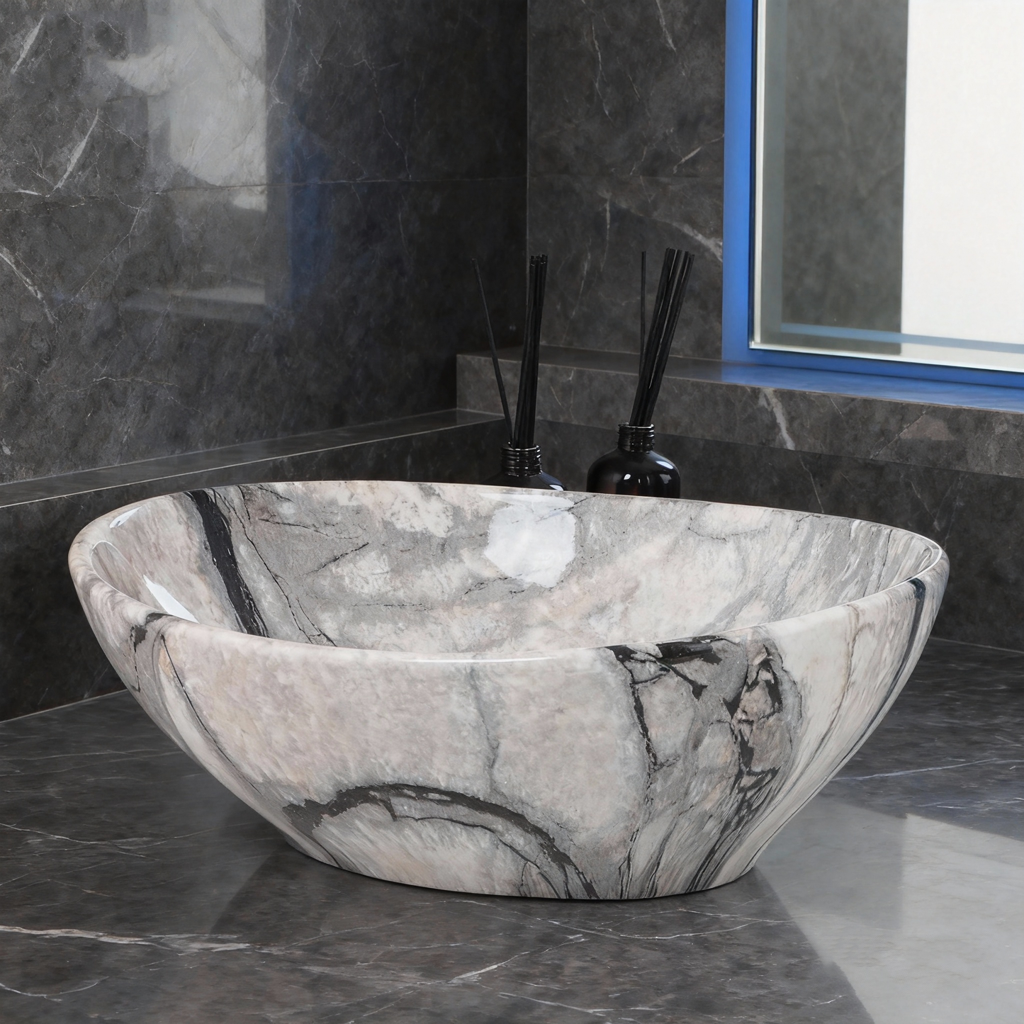 Malvizza keramische waskom in marmerlook