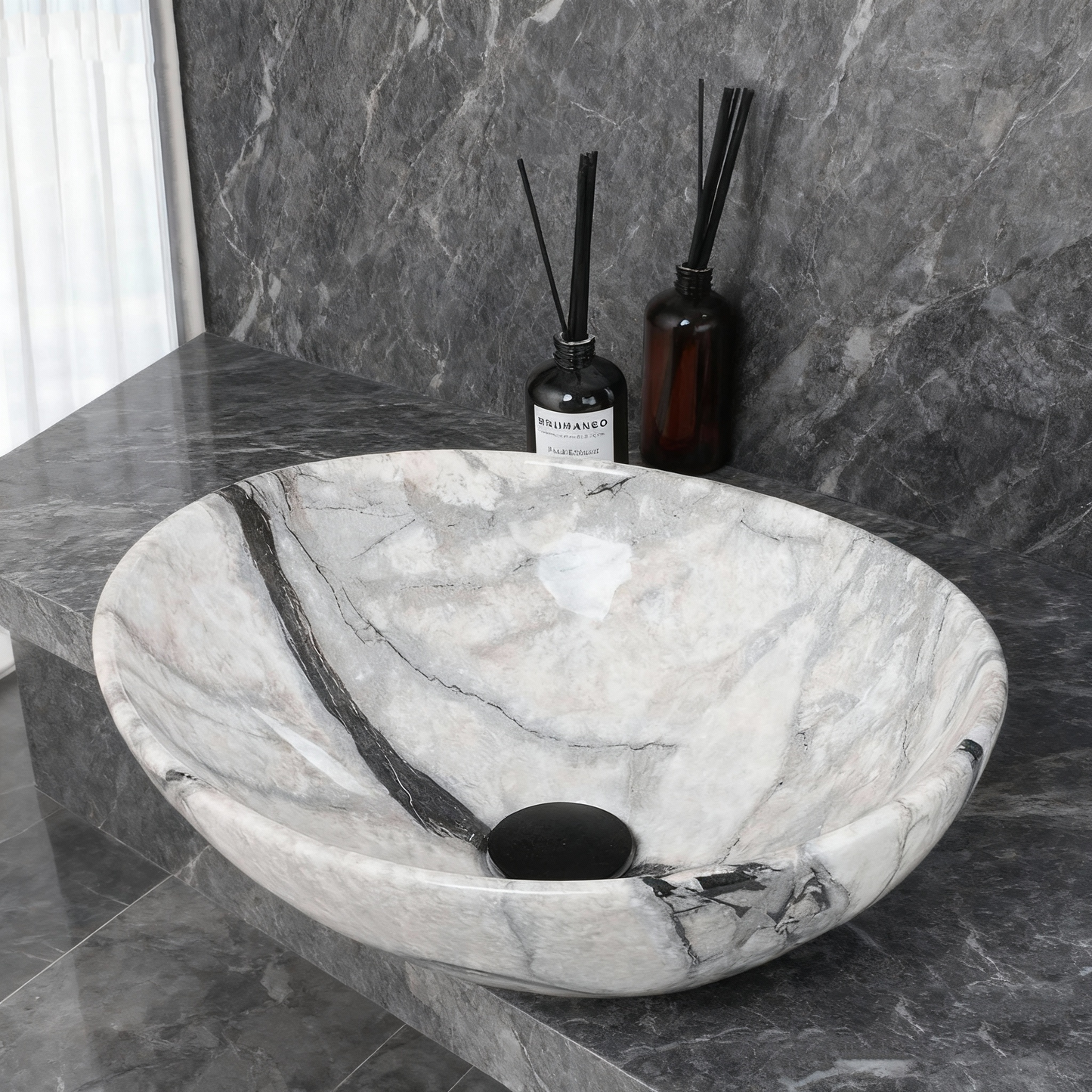 Malvizza keramische waskom in marmerlook