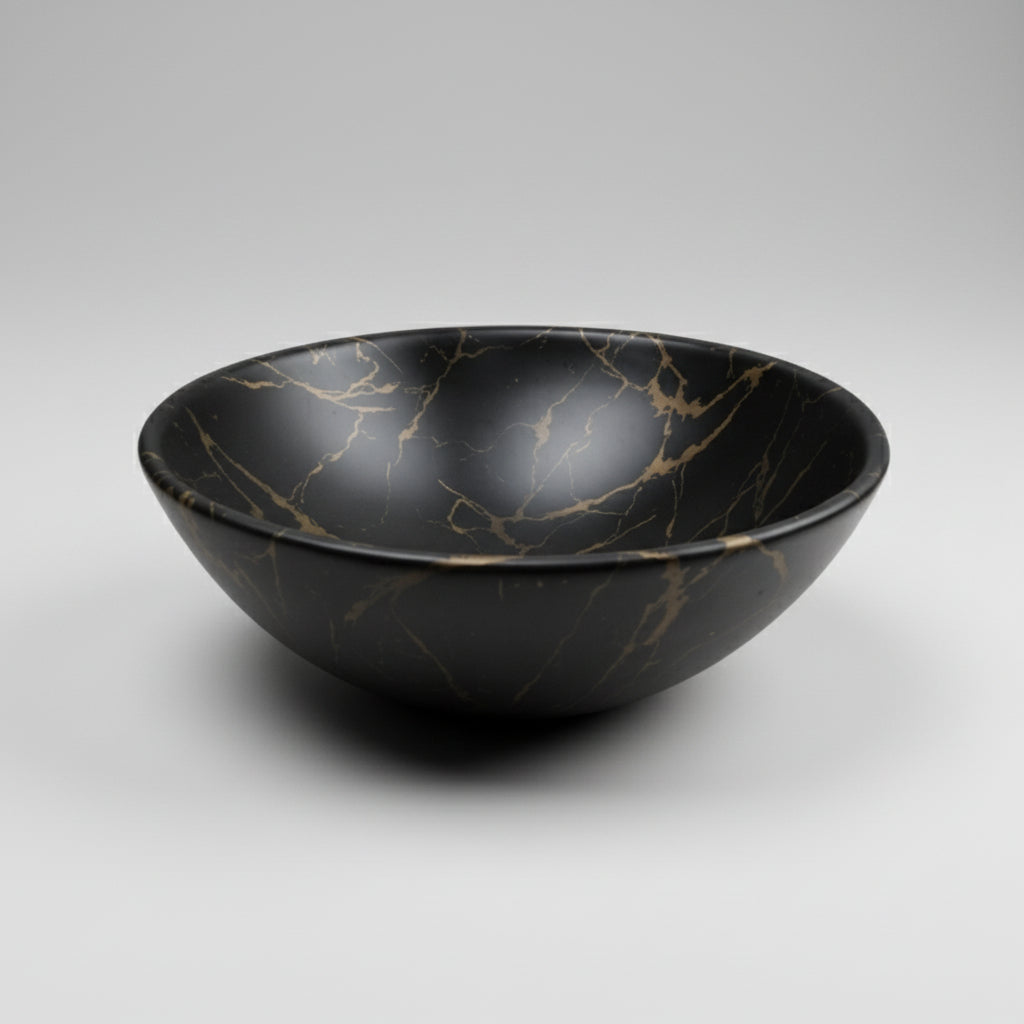 Malvizza Luxe Keramische Waskom – Zwart met Goud