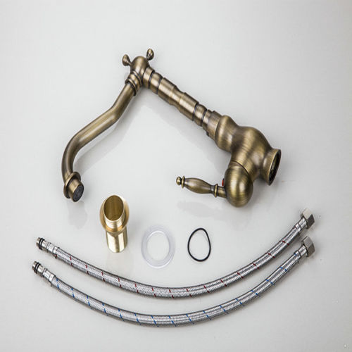 Landelijke keukenkraan bronskleur met hoge uitloop