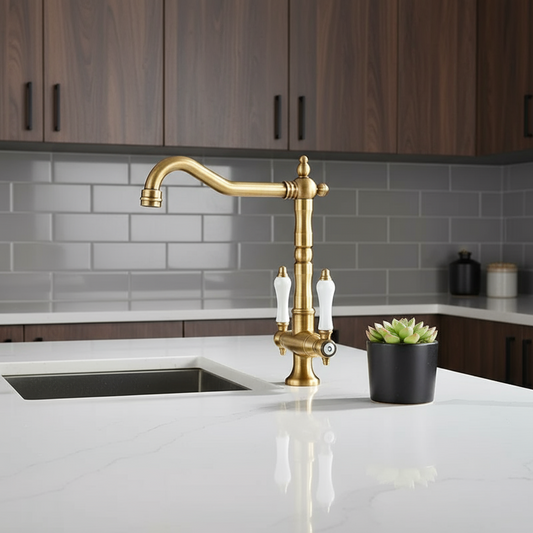 Rural Nostalgic Kitchen Faucet in Bronze