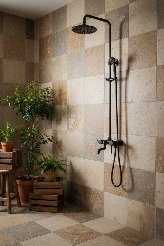 Klassieke opbouw regendouche set oliebrons