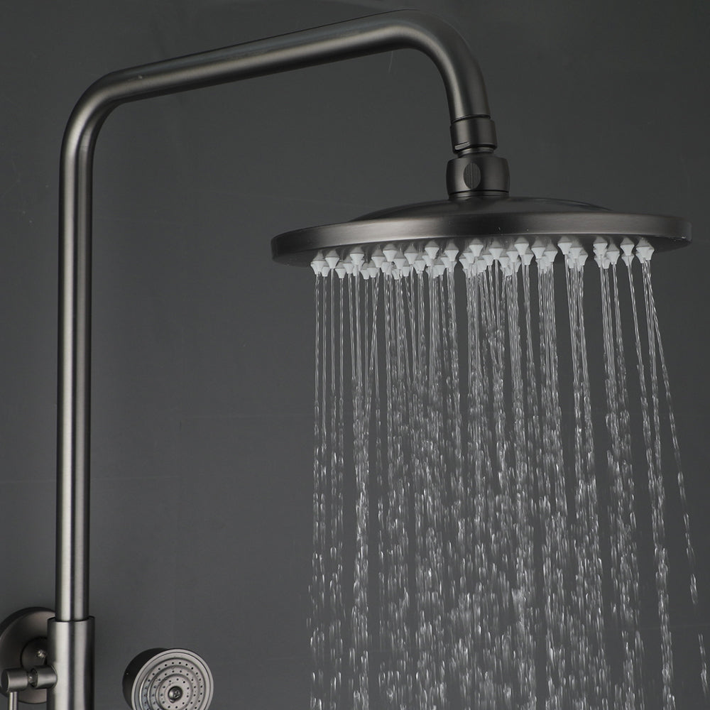 Opbouw doucheset gun metal met regendouche en handdouche