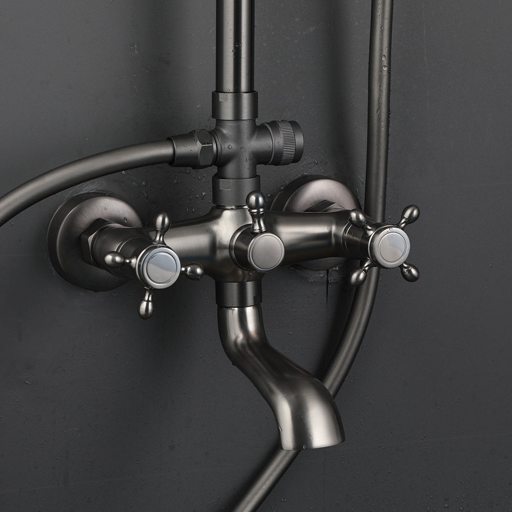 Opbouw doucheset gun metal met regendouche en handdouche