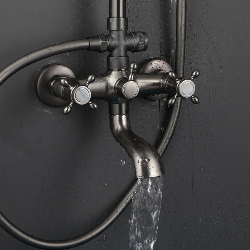 Opbouw doucheset gun metal met regendouche en handdouche