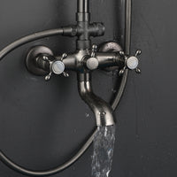 Opbouw doucheset gun metal met regendouche en handdouche
