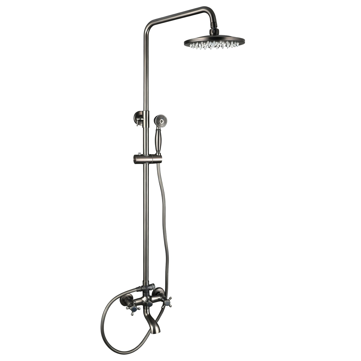 Opbouw doucheset gun metal met regendouche en handdouche