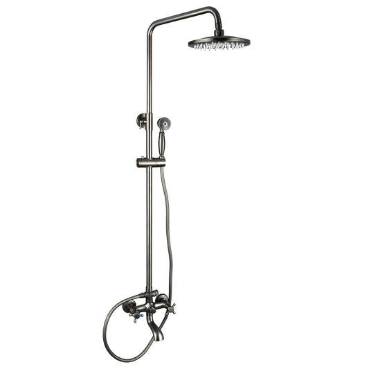 Opbouw doucheset gun metal met regendouche en handdouche