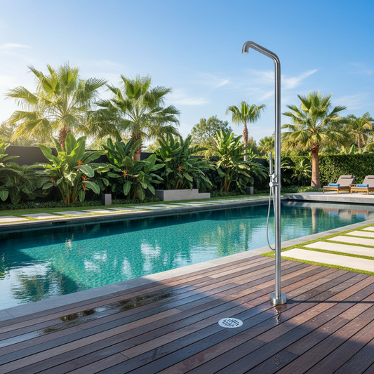 Malvizza luxe vrijstaande buitendouche RVS – geborsteld nikkel