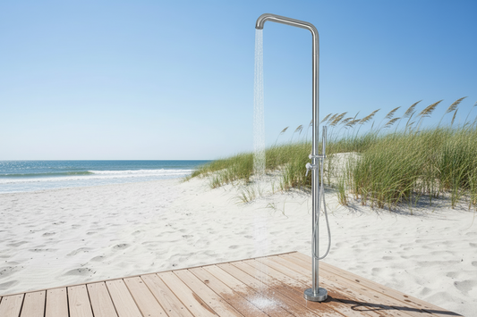 Malvizza luxe vrijstaande buitendouche RVS – geborsteld nikkel