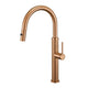 Rosé gouden keukenkraan met uittrekbare sproeikop en hoge U-uitloop
