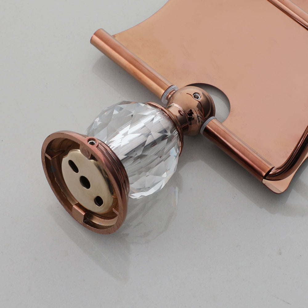 Luxe wc-rolhouder roségoud met klep en kristalaccent