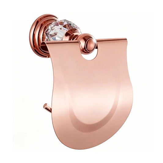 Luxe wc-rolhouder roségoud met klep en kristalaccent