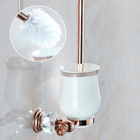 Luxe wc-borstelhouder roségoud met keramische pot