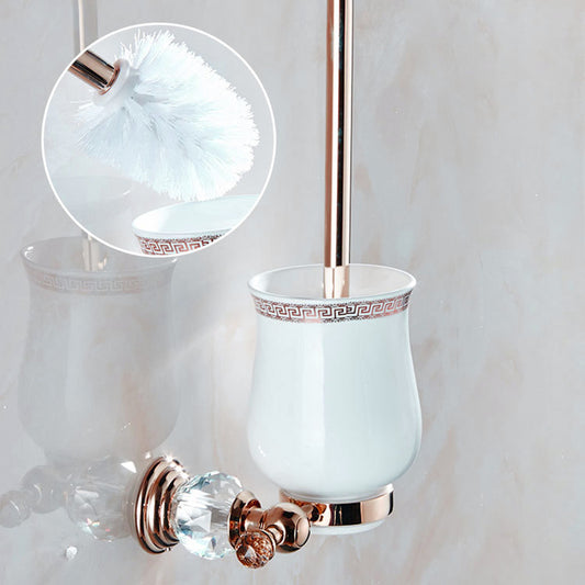 Luxe wc-borstelhouder roségoud met keramische pot