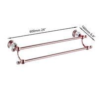 Dubbel handdoekrek roségoud 60 cm met kristalaccenten
