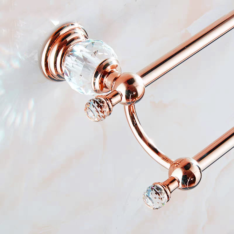 Dubbel handdoekrek roségoud 60 cm met kristalaccenten