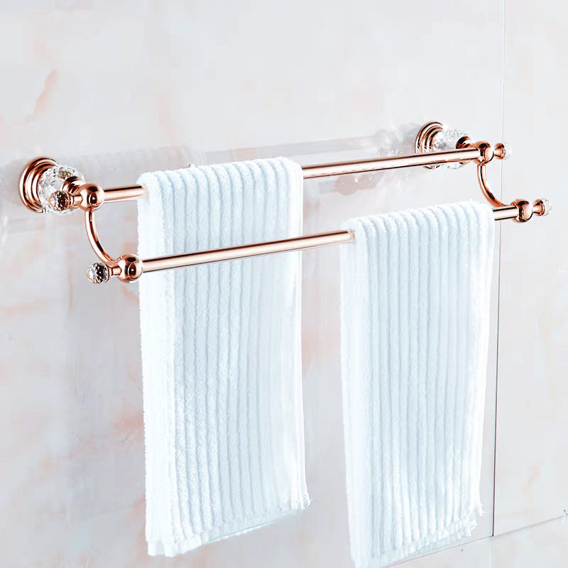 Dubbel handdoekrek roségoud 60 cm met kristalaccenten