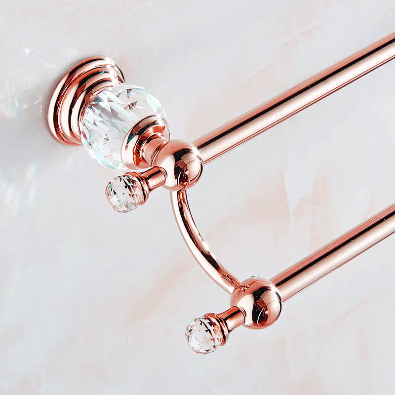 Dubbel handdoekrek roségoud 60 cm met kristalaccenten