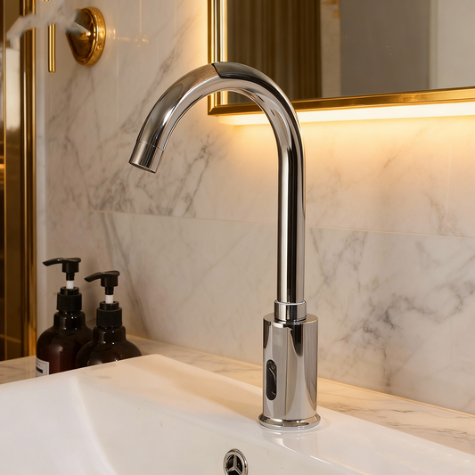 Chrome sensor faucet, hands-free operation