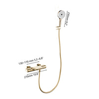 Gouden thermostatische badkraan met handdouche
