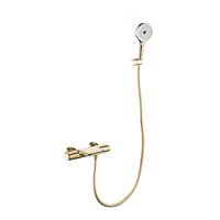 Gouden thermostatische badkraan met handdouche