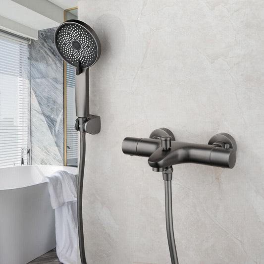 Thermostatischer Badewannenhahn aus Rotguss mit Handbrause