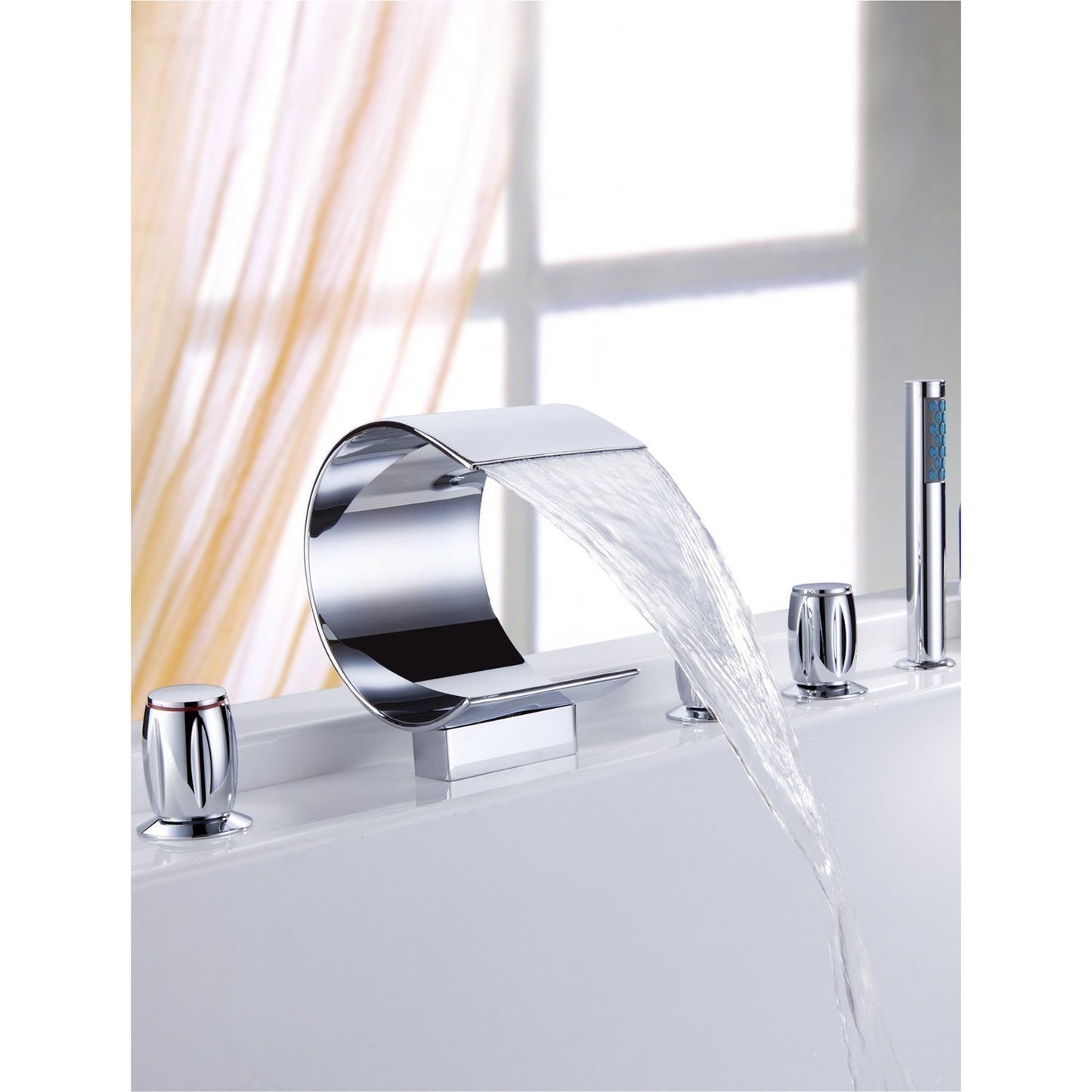 Waterval badkraan Swan 5-delig chroom met handdouche