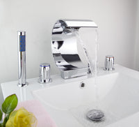 Waterval badkraan Swan 5-delig chroom met handdouche