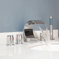 Waterval badkraan Swan 5-delig chroom met handdouche