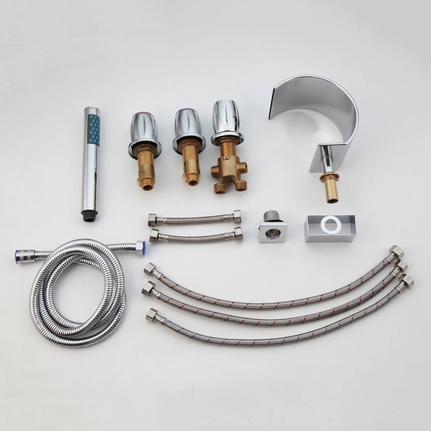 Waterval badkraan Swan 5-delig chroom met handdouche