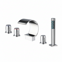 Waterval badkraan Swan 5-delig chroom met handdouche