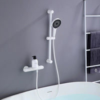 Witte thermostatische badkraan met handdouche en glijstang